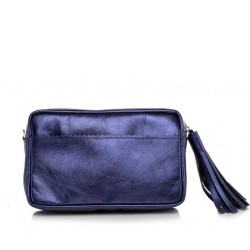 Mini Chic Leather Clutch Metallic Blue