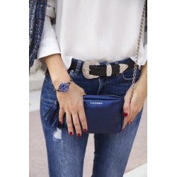 Mini Chic Leather Clutch Metallic Blue