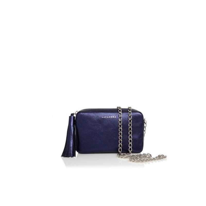 Mini Chic Leather Clutch Metallic Blue