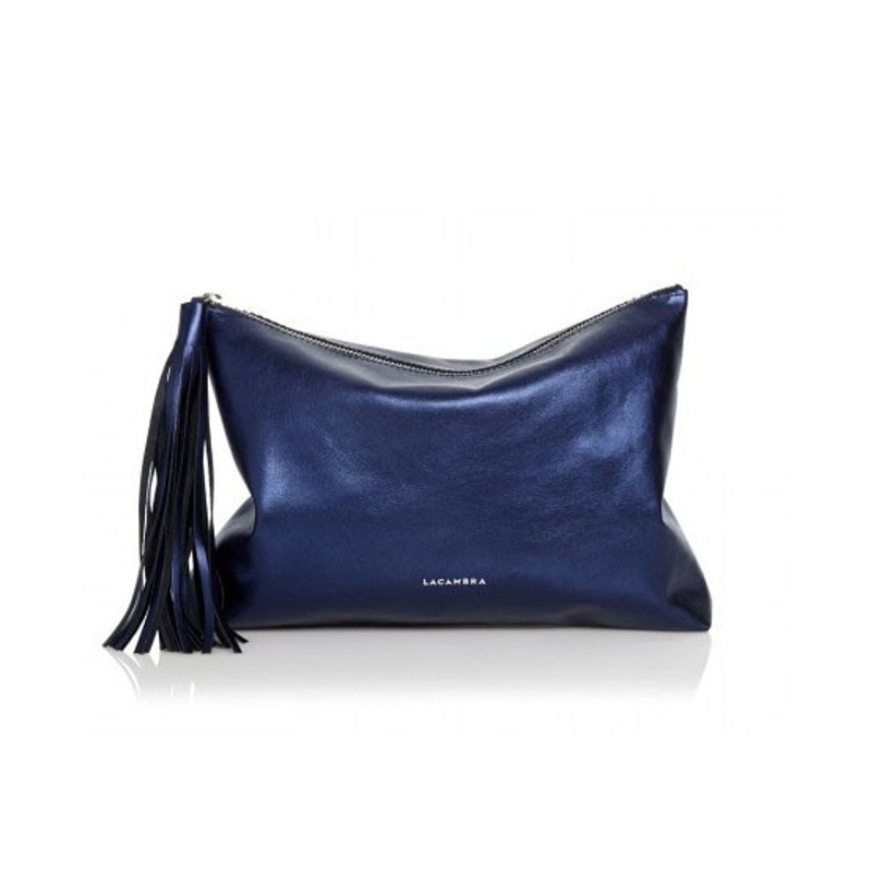 Tassel Clutch Metallic Blue